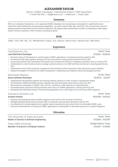 5 Cobol Developer Resume Examples And Guide For 2024