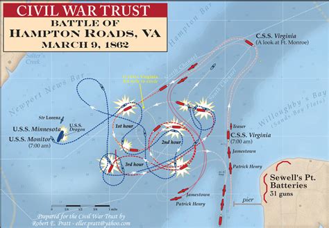 Map Of Battle Of Hampton Roads Made By Robert E Pratt Courtesy Of