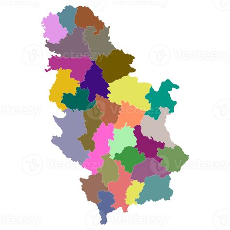 Serbia map. Map of Serbia in administrative provinces in multicolor ...