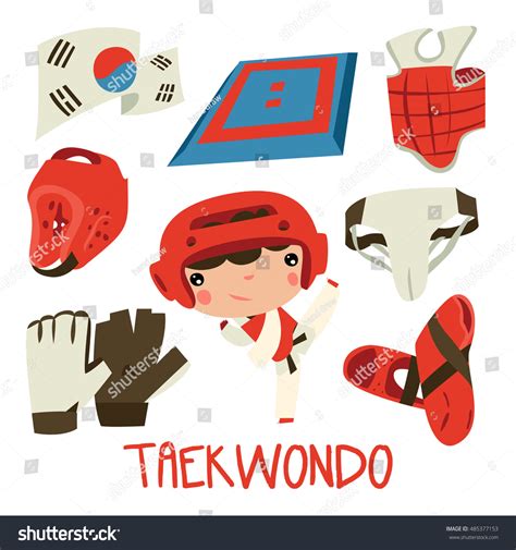 Taekwondo Kids Cute Sport Equipment Set Stock Vector (Royalty Free ...