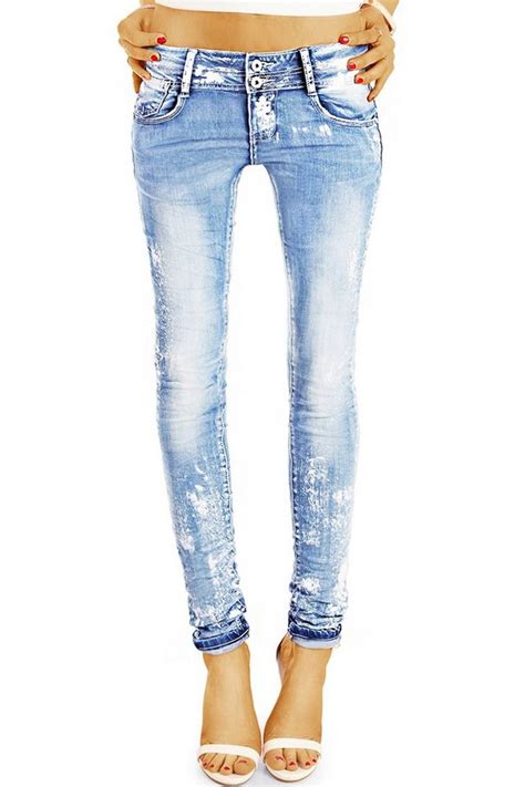 Be Styled Röhrenjeans Destroyed Hüftjeans Rörige Low Waist Damenhosen Skinny Fit J25r 5 Pocket