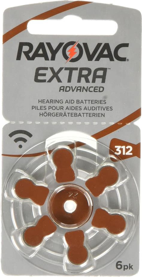 Rayovac Extra Advanced Hearing Aid Batteries Size 312 Brown Tab Pr41 Pack Of 60