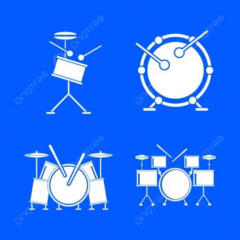 Drum Kit Vector Art Png Drum Rock Kit Music Icons Set Stage Icons