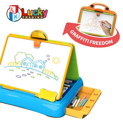 Desktop Art Learning Toy Set Double Sided Plastic Drawing Board For