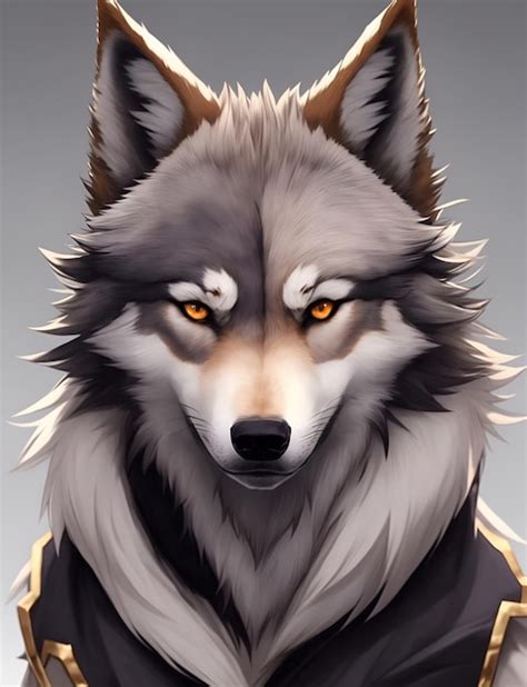 Un Lobo Con Chaqueta Negra Y Ojos Amarillos Foto Premium