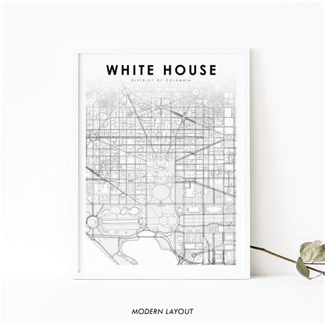 White House DC Map Print District of Columbia USA Map Art - Etsy