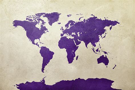 World Map Purple Digital Art by Michael Tompsett - Pixels