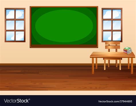 Blank classroom scene with empty chalkboard Vector Image