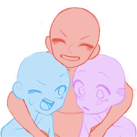 trio base referensi pose anime sketsa buku sketsa gambar