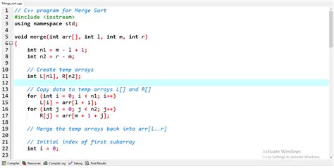 Sorting The Array Using Merge Sort Method In C Devpost