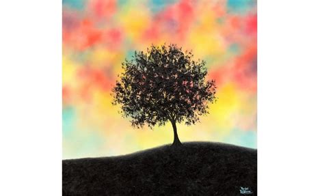 Tree Silhouette Painting, ORIGINAL Oil Landscape Painting on Canvas ...