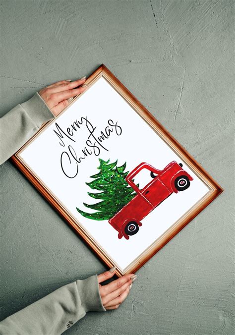 Red Truck Printable Christmas Printable Christmas Wall Art - Etsy