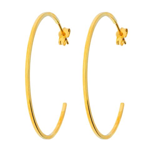 9ct Yellow Gold 30mm Square Edge 3 4 Hoop Earrings Buy Online Free