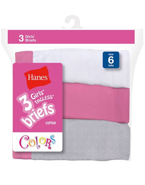 1300wp Hanes Girls` No Ride Up Cotton Colored Briefs 3 Pack