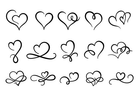 Love Hearts Flourish Heart Shape Flourishes Ornate Hand Drawn