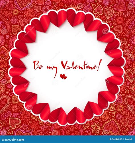 Red Circle Valentines Day Greeting Card Template Stock Vector