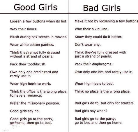 Good Girls Bad Girls Difference