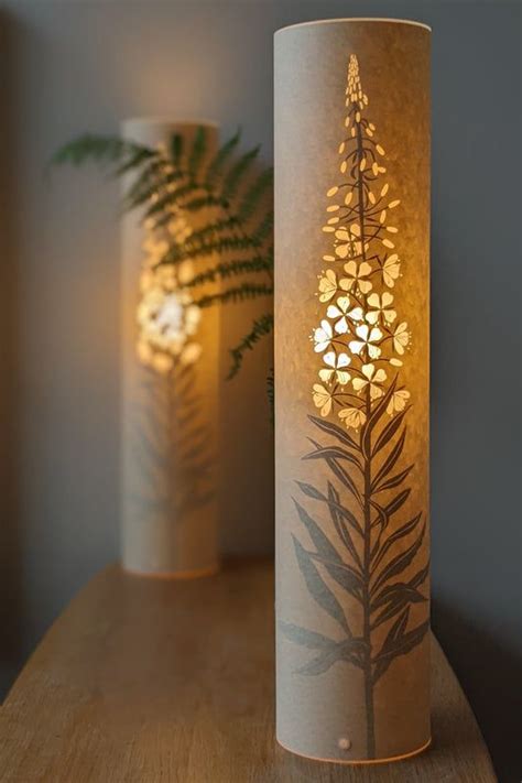 Glowing Handmade Parchment Paper Lamps With Cut Out Nature Designs By