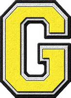 Presentation Alphabets Yellow Varsity Letter G