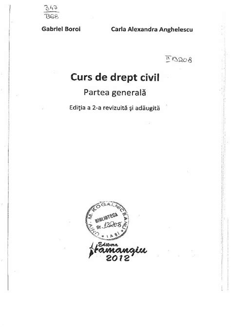 Pdf Curs De Drept Civil Partea Gen Editia Ed Hamangiu Ac