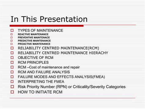 Reliability Centred Maintenance Ppt