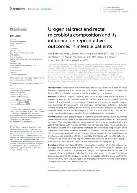 Pdf Urogenital Tract And Rectal Microbiota Composition And Its