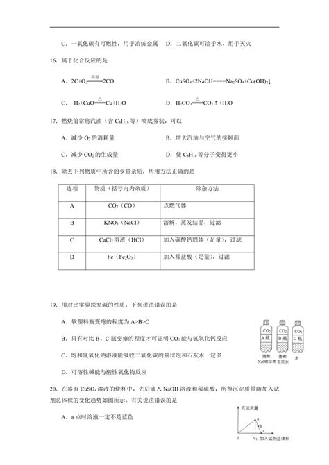 2023年上海市杨浦区中考一模化学试题含答案 21世纪教育网