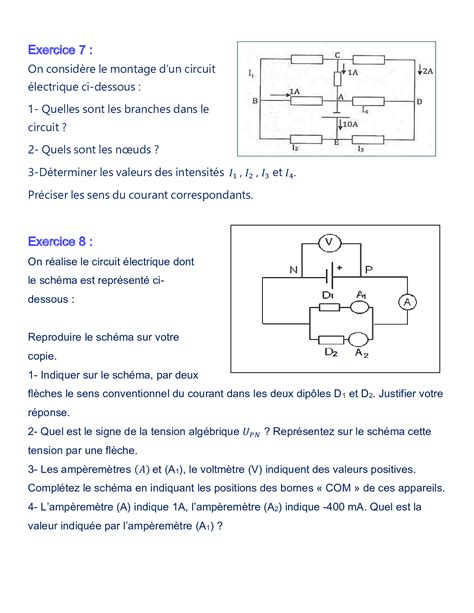 Le courant électrique continu Série d exercices 1 AlloSchool