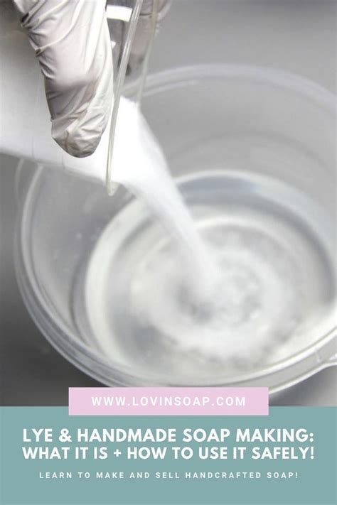 A Person In White Gloves Pouring Soap Into A Bowl With The Words Lye