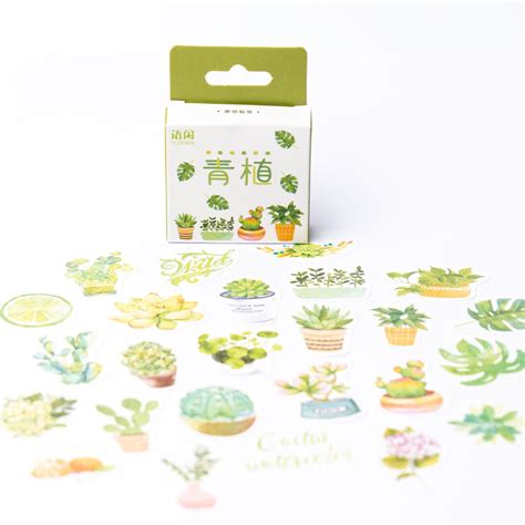 50 Set Cactus And Green Plants Sticker Set Cute Cactus Etsy