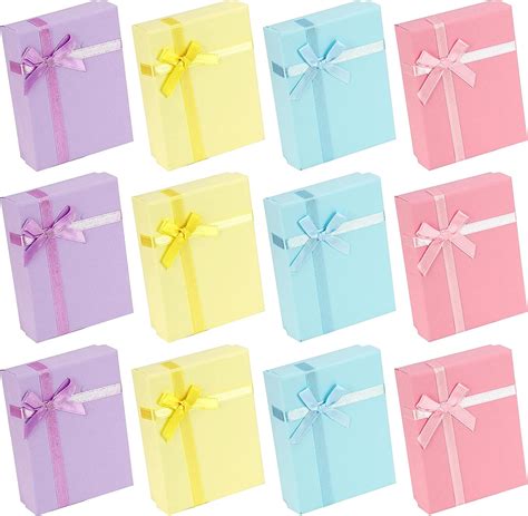 Kurtzy 12 Pack Pastel Paper Jewellery Display Gift Boxes 9 X 7cm 3