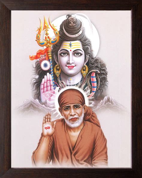 Art N Store Shree Sai Baba With Lord Shiva Hd Printed Religious And Wall