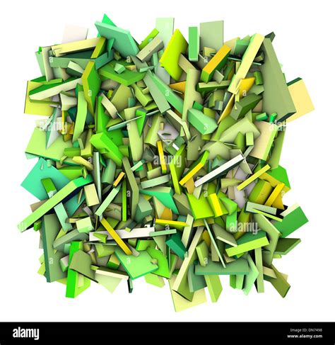 3d Abstract Fragmented Shapes Green Yellow Stock Photo Alamy