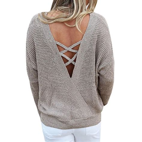 Sexy Backless Knitting Sweater Women Pullover Bandage Sweater Women