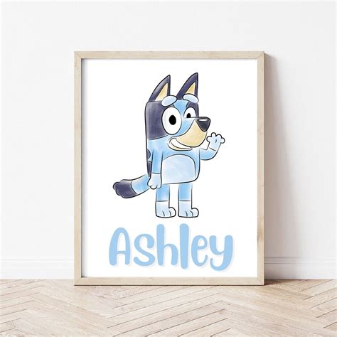 Custom Bluey Name Art Bluey Wall Art Print Bluey Printable Etsy