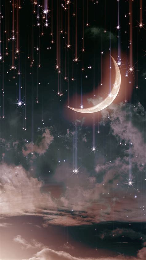 Night, moon, sky, stars, HD phone wallpaper | Peakpx