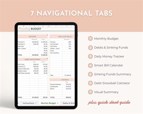 Monthly Budget Spreadsheets Monthly Budget Template Google - Etsy