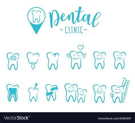 Set of dentistry symbols for a dental clinic Vector Image