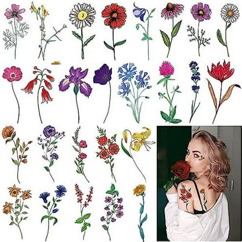 Casciybo 10sheets Flower Temporary Tattoos For Women Girls Fake Tattoo