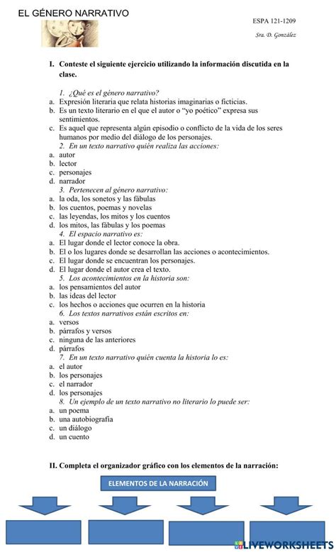 El Género Narrativo Online Exercise For Live Worksheets