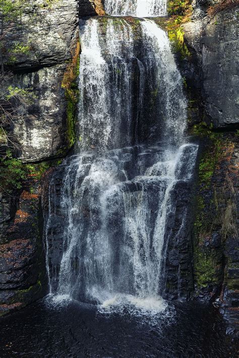 Hd Wallpaper Waterfalls Between Rock Formation Landscape Nature