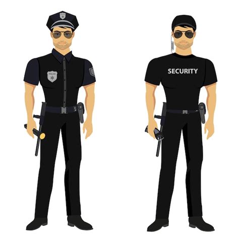 Premium Vector Security And Police Guards Isolated