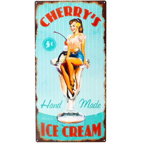 Cherry Ice Cream Vintage Advertising Metal Sign ManCave