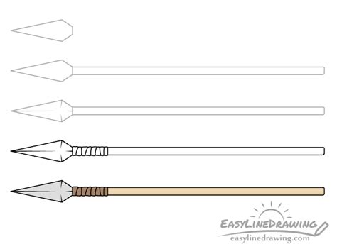 How To Draw A Spear Step By Step Easylinedrawing