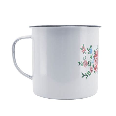 Caneca Esmaltada Branca Estampa Ml Cobre Lux