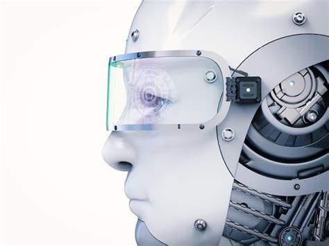 Premium Photo 3d Rendering Cyborg Face Wearing Eyeglasses With Virtual Display