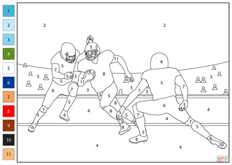 American Football Color by Number | Free Printable Coloring Pages