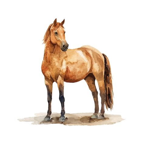 Jolie Illustration Vectorielle De Cheval Dans Le Style Aquarelle