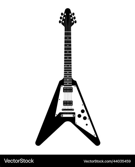 Flying v electric guitar instrument silhouette Vector Image