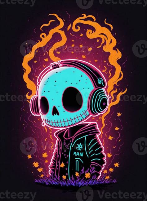 skeleton listening to music on dark background laser graphics for ...